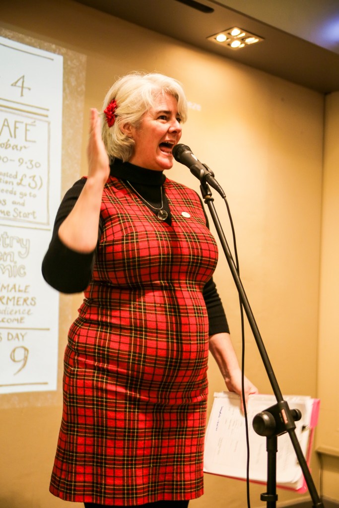 Woman speaking animatedly